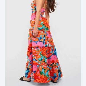 Hale Bob Cabana Maxi Dress Halter Style Resort Beach Tie Neck Vibrant Print XS